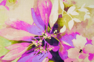 Beyaz çiçekli kumaş ipek soluk pembe. Çiçek kumaş arka plan, renkli retro GOBLEN Tekstil desen ile çiçek süsleme arka plan olarak yararlı parçası