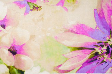 Beyaz çiçekli kumaş ipek soluk pembe. Çiçek kumaş arka plan, renkli retro GOBLEN Tekstil desen ile çiçek süsleme arka plan olarak yararlı parçası