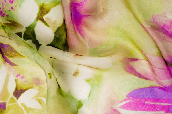 Stof Zijde Bleek Roze Met Witte Bloemen Bloem Stof Achtergrond — Stockfoto