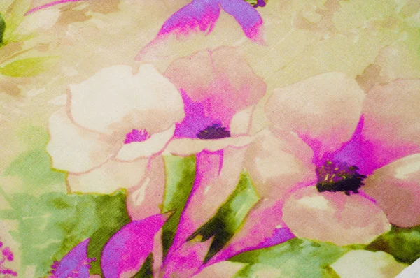 Tecido Seda Rosa Pálido Com Flores Brancas Fundo Tecido Flor — Fotografia de Stock