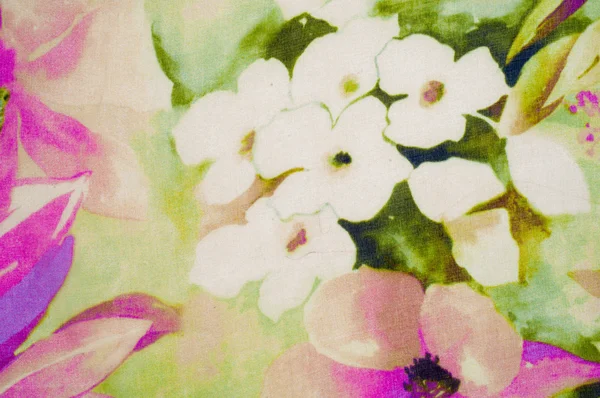 Beyaz Çiçekli Kumaş Ipek Soluk Pembe Çiçek Kumaş Arka Plan — Stok fotoğraf