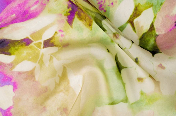 Тканина Шовк Блідо Рожевий Білими Квітами Квітковий Тканинний Фон Фрагмент — стокове фото