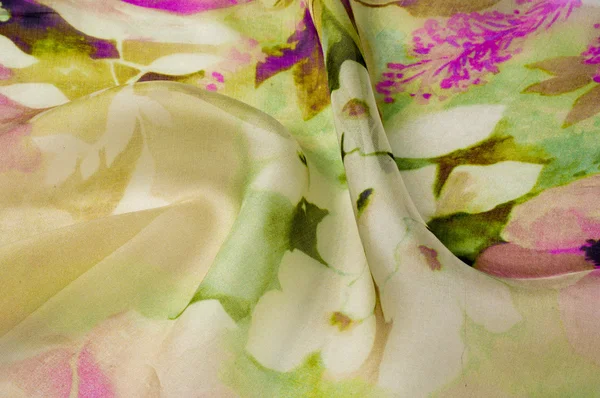 Beyaz Çiçekli Kumaş Ipek Soluk Pembe Çiçek Kumaş Arka Plan — Stok fotoğraf