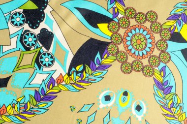 doku, arka plan, kumaş. Çiçek desenleri ile. mavi kahverengi kırmızı yeşil ve beyaz renkler