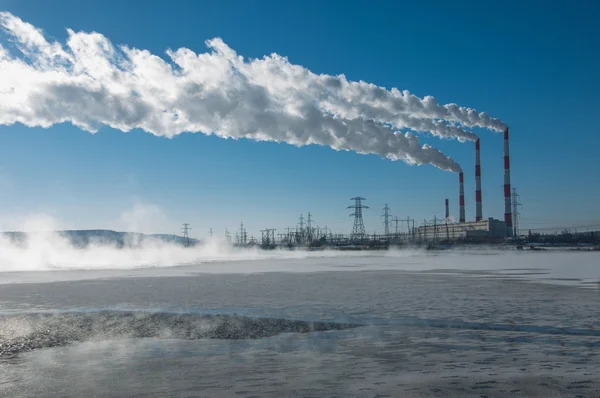 Chp Calor Electricidad Combinados Sistema Que Vapor Producido Una Central — Foto de Stock