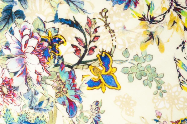 缎面料米色带有花卉图案的颜色 有光泽的织物 通常的丝绸 — 图库照片