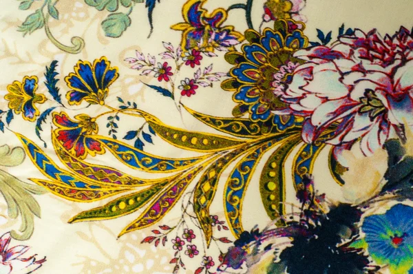 Tekstury Tła Kolor Satyna Tkanina Beżowy Kwiatowy Wzór Gładka Błyszcząca — Zdjęcie stockowe