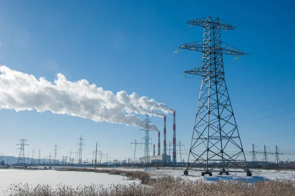 Chp Calor Electricidad Combinados Sistema Que Vapor Producido Una Central — Foto de Stock