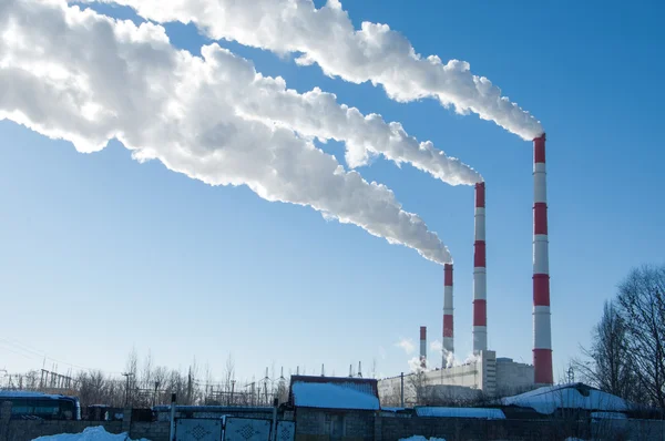 Chp Calor Electricidade Combinados Sistema Que Vapor Produzido Numa Central — Fotografia de Stock