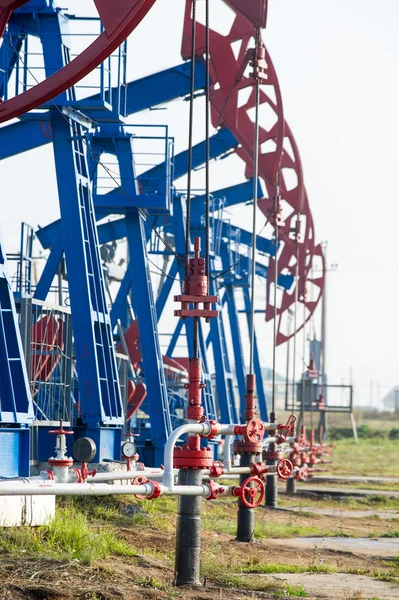 Industria Del Petróleo Gas Trabajo Gato Bomba Aceite Campo Aceite —  Fotos de Stock