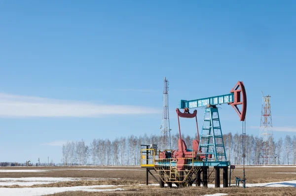 生态学 生物学特性 燃油泵 石油工业设备 梁抽股石油和天然气 — 图库照片