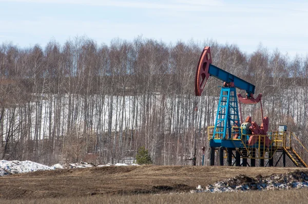 Ecology, bionomics. Oil pumps. Oil industry equipment. Beam Pump — Stock Photo, Image