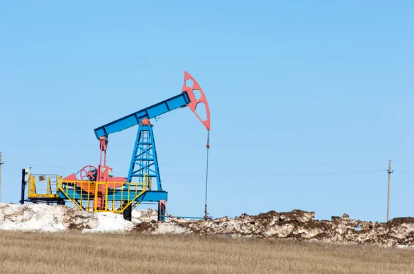 Ecology, bionomics. Oil pumps. Oil industry equipment. Beam Pump — Stock Photo, Image