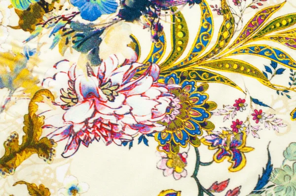 Textura Pozadí Saténové Látky Béžové Barvy Květinovým Vzorem Hladké Lesklé — Stock fotografie