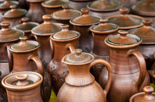 Cerámica Loza Vajilla Vajilla Gres Recipiente Grande Típicamente Barro Con — Foto de Stock