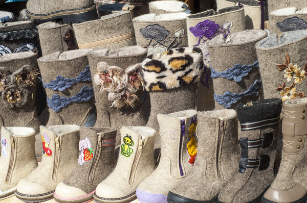 felt boots. Russian Valenki.