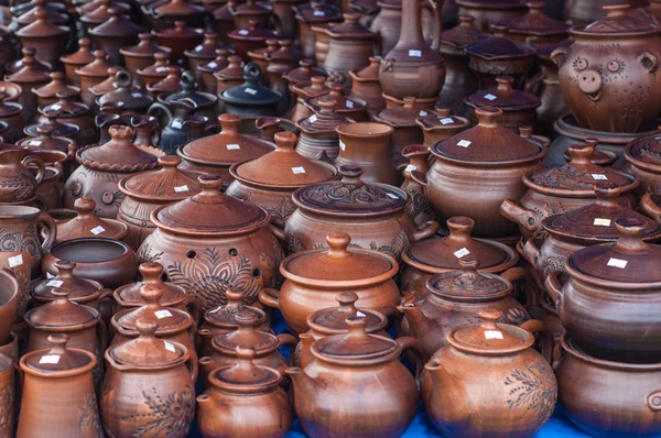 Poterie Faïence Argilerie Vaisselle Grès Grand Récipient Généralement Terre Cuite — Photo