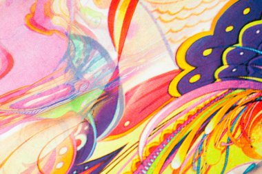 Kumaş renkleri soyutlama, sarı, mavi, mavi, kırmızı çizgiler bir deseni ile. Fotoğraf stüdyosu