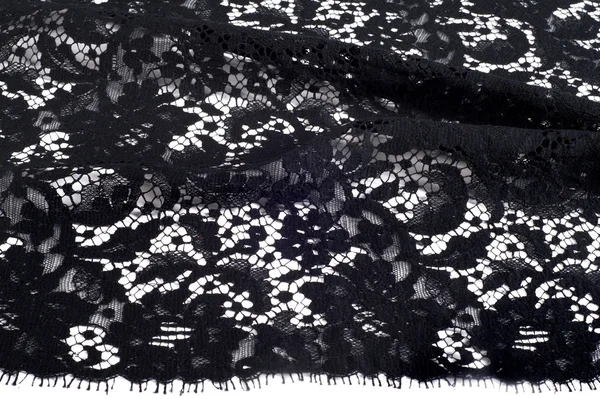 Textura Encaje Tela Color Negro — Foto de Stock