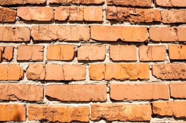 Tuğla duvar dokusu. Eski terk edilmiş duvar, tuğla inşa