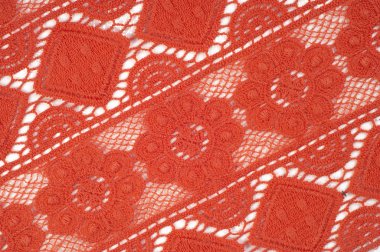 Kırmızı dantel kumaş doku