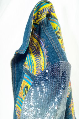 Denim ceket el yapımı. Stüdyo fotoğrafı