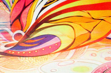 Kumaş renkleri soyutlama, sarı, mavi, mavi, kırmızı çizgiler bir deseni ile. Fotoğraf stüdyosu