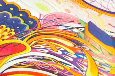 Kumaş renkleri soyutlama, sarı, mavi, mavi, kırmızı çizgiler bir deseni ile. Fotoğraf stüdyosu