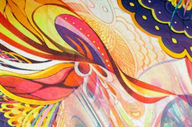 Kumaş renkleri soyutlama, sarı, mavi, mavi, kırmızı çizgiler bir deseni ile. Fotoğraf stüdyosu