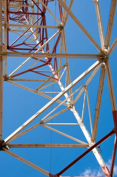 Texture Energy Pillars Detail Electricity Pylon Blue Sky High Voltage — Stock Photo, Image