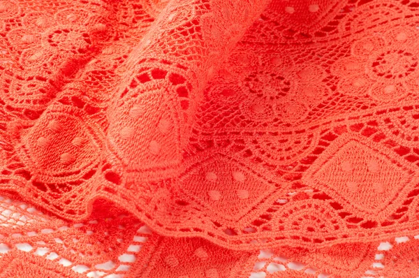 Red Lace Fabric Texture Photo Taken Studio — Stock Photo, Image