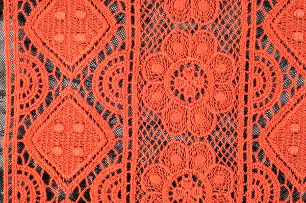 Textura Tela Encaje Rojo Foto Tomada Estudio —  Fotos de Stock