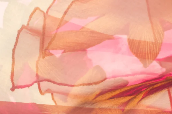 Flores Incrustadas Tecido Rosa Textura Fotografado Estúdio — Fotografia de Stock