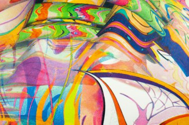 Kumaş renkleri soyutlama, sarı, mavi, mavi, kırmızı çizgiler bir deseni ile. Fotoğraf stüdyosu