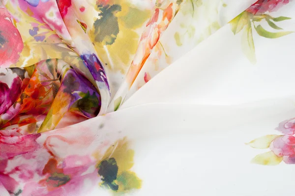 Seidenstoff Textur. Blumen — Stockfoto