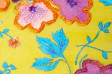 kakma kumaş doku sarı çiçek