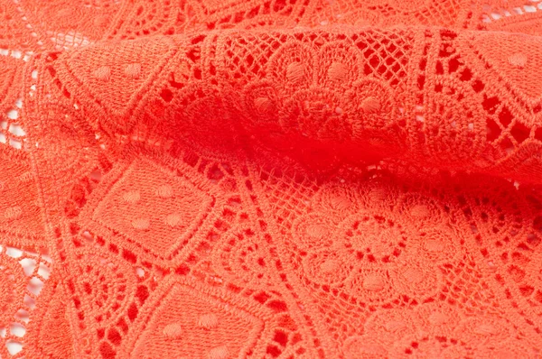 Red lace fabric texture — Stock Photo, Image