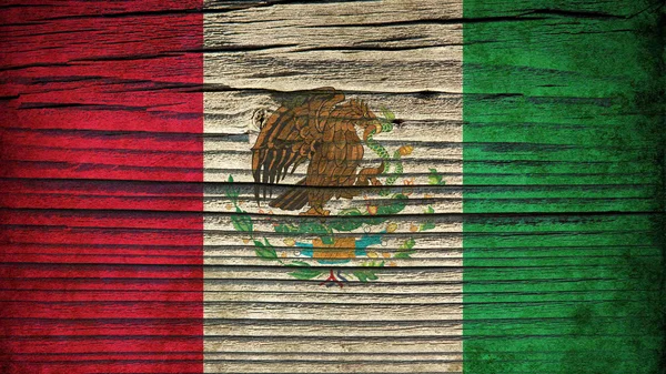 Meksika'nın eski ahşap (Yönetim Kurulu) .flag doku — Stok fotoğraf