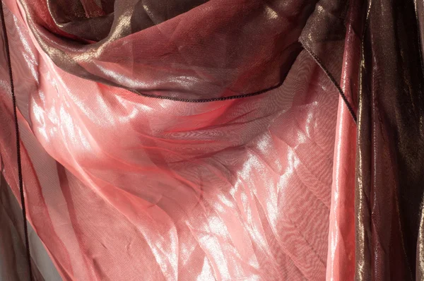 Tejido Transparente Marrón Rosado Textura Bata Fotografiado Estudio — Foto de Stock