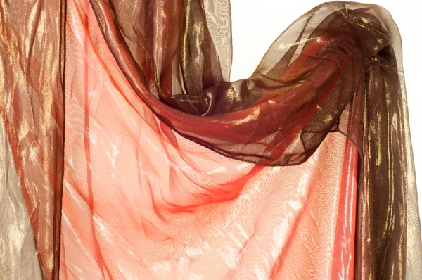 Pink Brown Transparent Fabric Texture Robe Photographed Studio — Stock Photo, Image