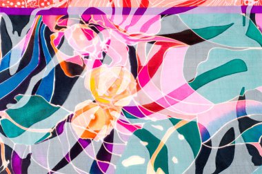 Kumaş ipek doku. soyut resim. bstract dalga deseni ipek batik üzerinde. iyi, güçlü, yumuşak, parlak elyaf koza yapımında silkworms tarafından üretilen ve iplik yapmak için toplanan