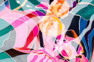 Kumaş ipek doku. soyut resim. bstract dalga deseni ipek batik üzerinde. iyi, güçlü, yumuşak, parlak elyaf koza yapımında silkworms tarafından üretilen ve iplik yapmak için toplanan