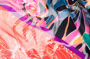 Kumaş ipek doku. soyut resim. bstract dalga deseni ipek batik üzerinde. iyi, güçlü, yumuşak, parlak elyaf koza yapımında silkworms tarafından üretilen ve iplik yapmak için toplanan