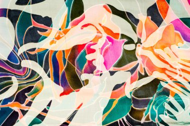 Kumaş ipek doku. soyut resim. bstract dalga deseni ipek batik üzerinde. iyi, güçlü, yumuşak, parlak elyaf koza yapımında silkworms tarafından üretilen ve iplik yapmak için toplanan