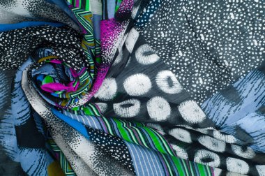 Kumaş ipek dokulu ve geometrik şekiller. Fotoğraf stüdyosu