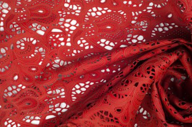 Bir kırık kırmızı dantel modeli ile cilt dokusunu