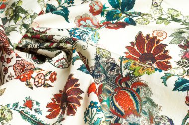 Pamuk Kumaş dokusu. Çok renkli çiçek. soyutlama