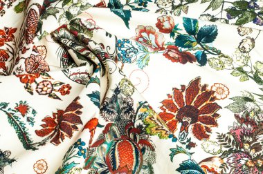 Pamuk Kumaş dokusu. Çok renkli çiçek. soyutlama