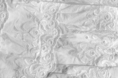 Beyaz pamuklu kumaş, desen ile