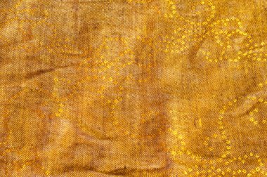 Doku yün kumaş sarı kırmızı altın